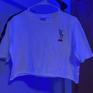 zumiez large white T-shirt with designs on the back